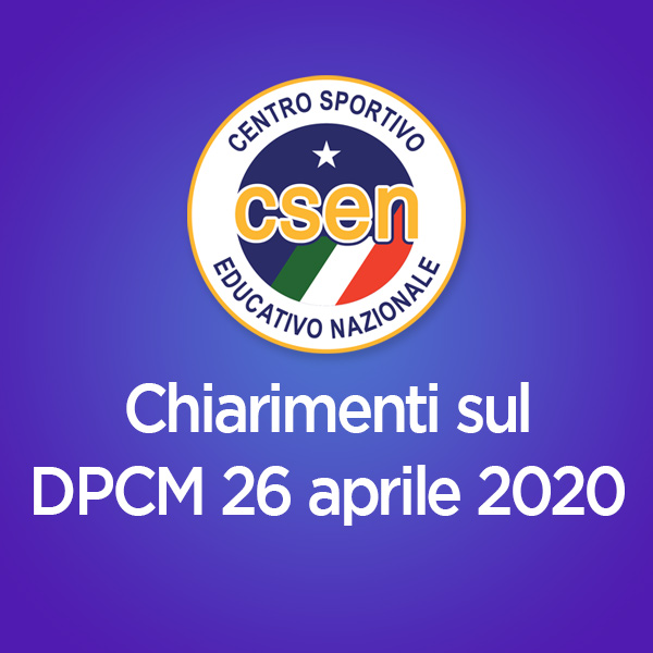 Chiarimenti Sul DPCM 26 Aprile 2020
