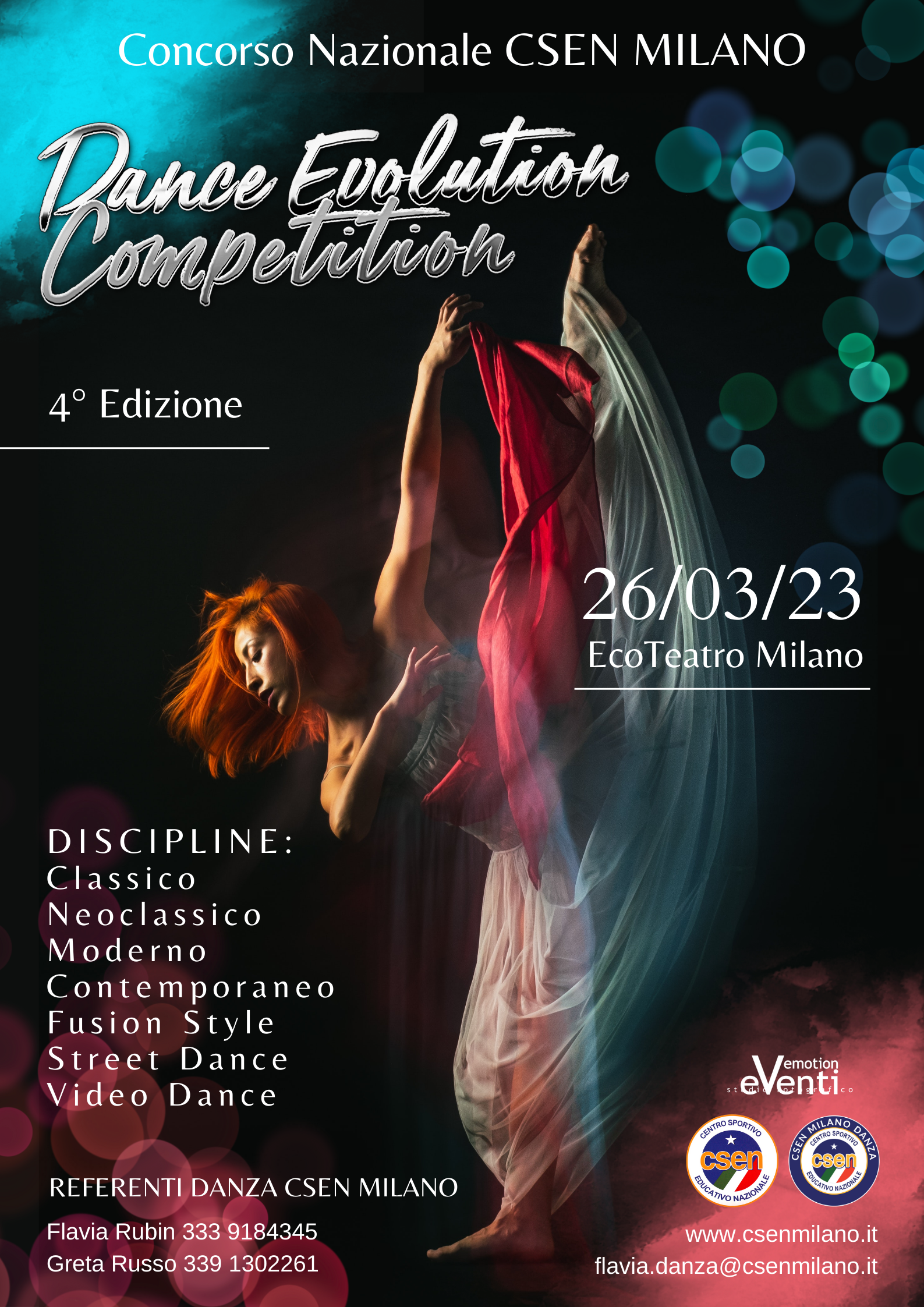 CONCORSO NAZIONALE CSEN – DANCE EVOLUTION COMPETITION 4°EDIZIONE – 26.03.2023 – ECO TEATRO MILANO